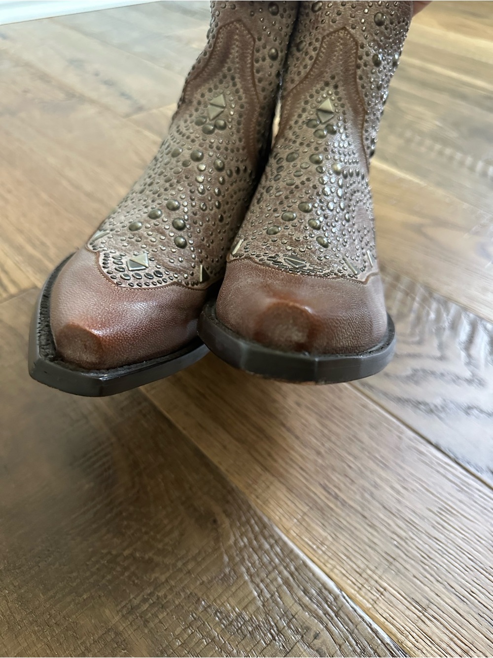 Old Gringo Ariel Dion Studded Western Ankle Boots Brown Leather Size 7 - Picture 9 of 14